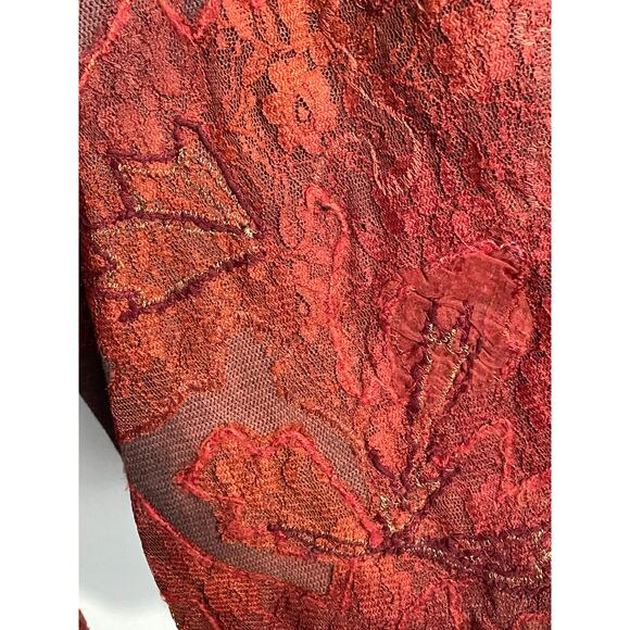 Coldwater Creek Jacket Medium Rust Floral Leaf Lace Fairy Grunge Whimsygoth NWT - Picture 3 of 8